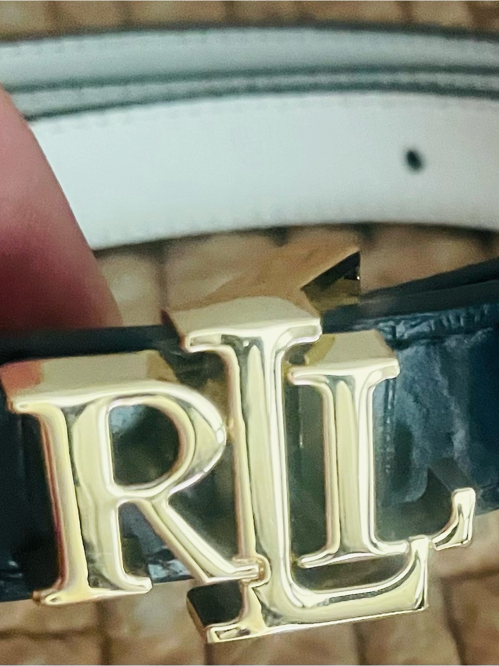 Ralph Lauren Logo Reversible Leather Skinny Belt New